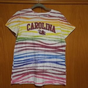Rainbow Striped USC Gamecocks Ladies T-shirt
